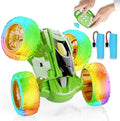Contixo SC3A Toy Remote Control Car for Kids with Double-Sided 360° Rotating Stunt 4WD Off-Road RC Cars with LED Lights Birthday for Boys and Girls Ages 4 5 6 7 - Green