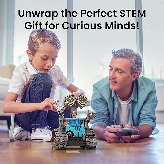 Sillbird Robot Building Kit with Remote Control STEM Gifts for Kids Age 8-12 Coding Robotics Technic Toy Set for Boys' Birthday Buildable 5-in-1 Models with 473 Pieces