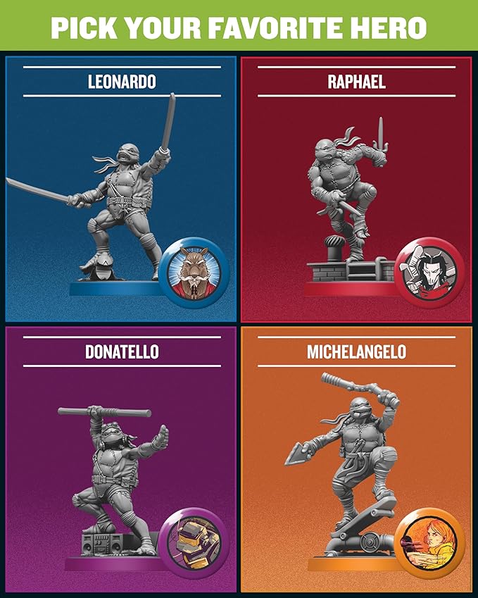 Restoration Games Unmatched Adventures Teenage Mutant Ninja Turtles - Cooperative Strategy Board Game for 1 to 4 Players - Heroes and Villains Expansion - 20-60 Min Playtime - Ages 9+