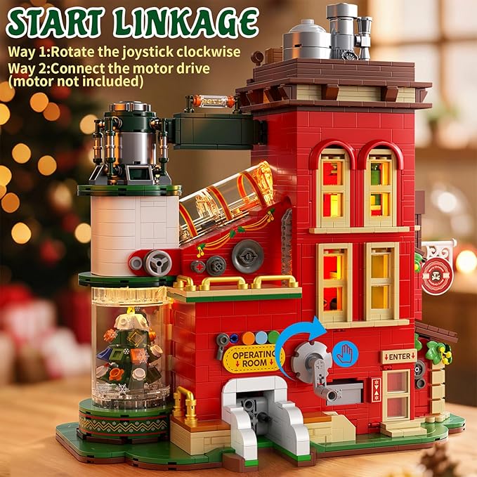 Christmas Factory Building Set with Light 2775PCS Christmas Village Decoration for Home Holiday House Kit with Rotating Xmas Tree Santa Advent Calendar 2025 for Adult Teen Boy Girls Gift Idea