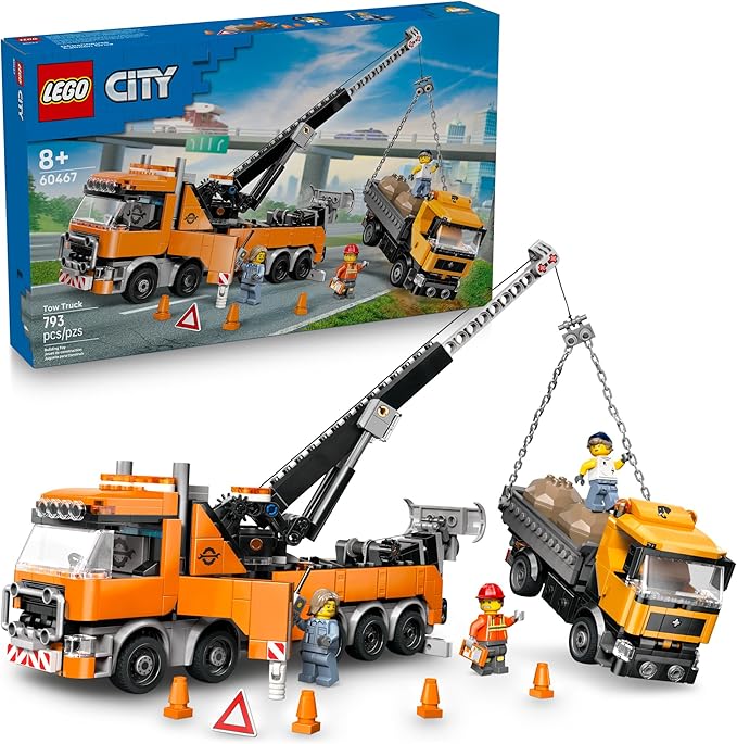 LEGO City Heavy-Duty Recovery Tow Truck with Crane Building Toy - Dump &amp Tow Truck Toys for Boys &amp Girls Ages 8+ - Pretend Play Set for Kids - Gift Idea for Birthdays &amp Holidays - 60467