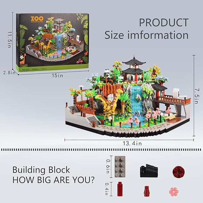Zoo Micro Building Blocks Set 5000PCS for Adults or Teens Ages of 14+ Animals Park DIY Modle Kit in Living Room or Office Decorative Items Collection Model for Lovers