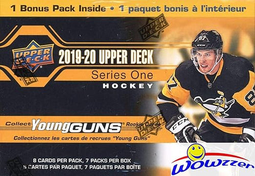 2019/20 Upper Deck Series 1 NHL Hockey EXCLUSIVE HUGE Factory Sealed Blaster Box with YOUNG GUN ROOKIE Card! Look for JACK HUGHES Quinn Hughes Victor Olofsson Alexandre Texier &amp Many More! WOWZ