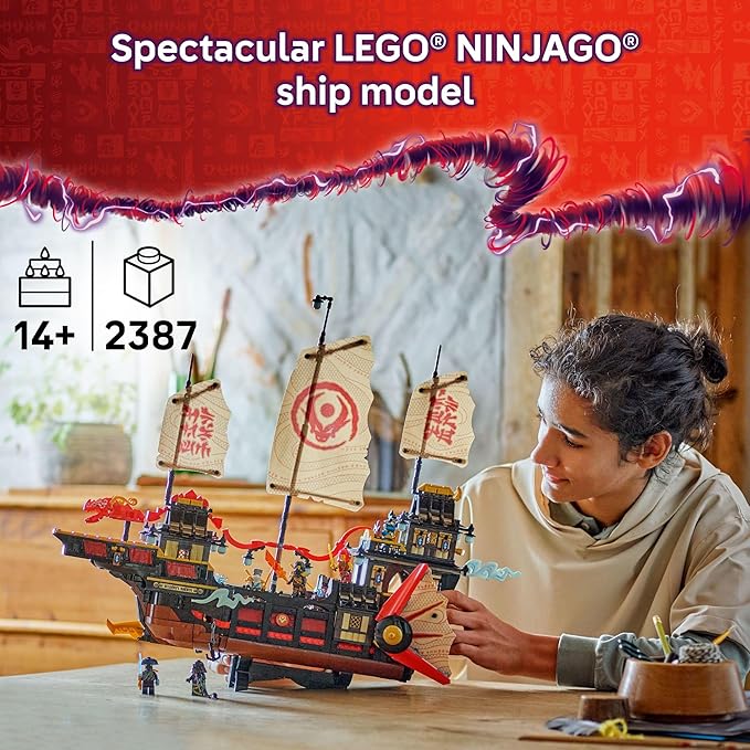 LEGO NINJAGO The Temple Bounty Building Toy - Multi-Level Boat W/6 Ninja Toy Minifigures for Kids Ages 14+ - Model Building Kit with Display Stand - Dragons Rising Gift for Teen Boys &amp Girls - 71
