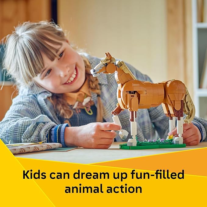 LEGO Creator 3 in 1 Beautiful Horse Building Toy for Kids - Building Blocks &amp Learning Toy for Girls &amp Boys Ages 9+ Create a Horse Bear or Deer Toy with 1 Set - Gift for Birthdays - 31166
