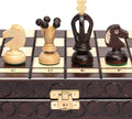 Husaria European International Chess Wooden Game Set King's Classic - 13.8 Inches Medium Size Chess Set with Handcrafted Chessmen and Felted Folding Board