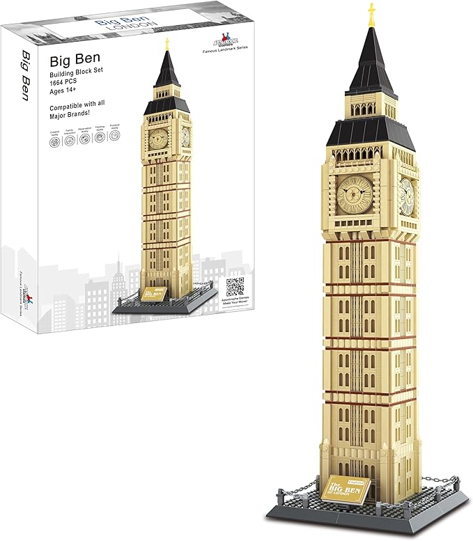 Apostrophe Games Big Ben Building Block Set (1664 Pieces) London's Big Ben Clock Tower Famous Landmark Series - Architecture Model for Kids and Adults
