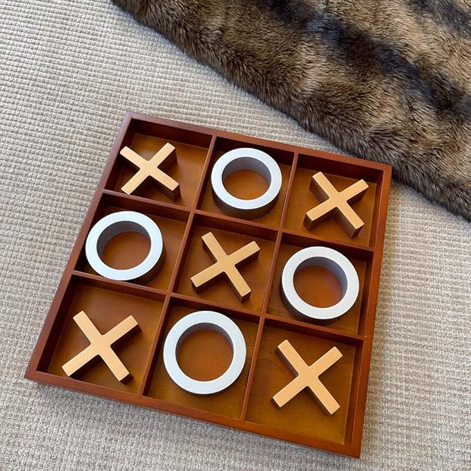 GSE Games &amp Sports Expert 14 Giant Wooden Tic-Tac-Toe Game Set. Classic Family Travel Board Game Great for Office Living Guest Room Coffee Table Décor