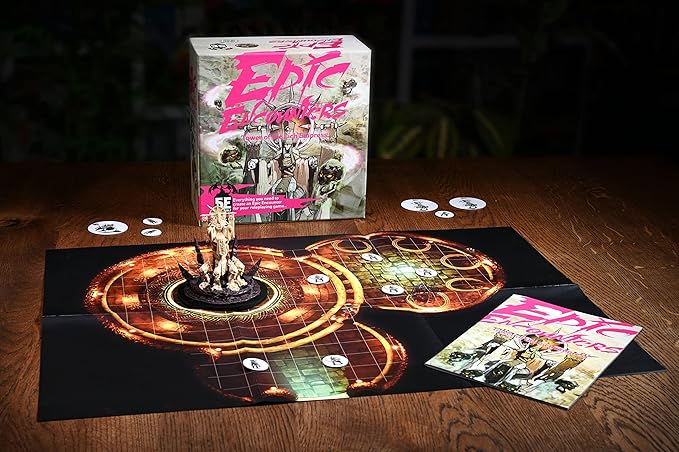 Epic Encounters: Tower of The Lich Empress RPG Fantasy Roleplaying Tabletop Game with Huge Boss Miniature Double-Sided Game Mat &amp Game Master Adventure Book with Monster Stats 5E Compatible