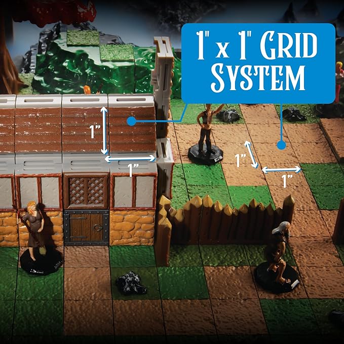 Monster Adventure Terrain - NEW! Village Builder Set (158pc) - 3D Interchangeable Dungeon System w 23 New Tiles - Build Modular Worlds in a Snap &amp Elevate Your Campaign - Compatible with DND