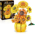 Flowers Sunflower Building Sets for Adults Van Gogh Prints Art Botanical Collection for Woman Girls 14+ Artificial Pot Bouquet Plants Kits Home Decor/Christmas/Valentine/Mother's Day Birthday Gifts
