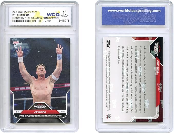 2025 WWE Topps John Cena Historic 4th Chamber Win Card #25 - Graded GEM Mint 10