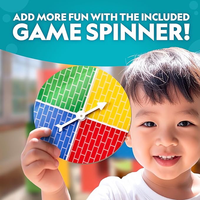 NATIONAL GEOGRAPHIC Kids Jumbo Cardboard Building Blocks – 40 Heavy-Duty Bricks in 3 Sizes Build &amp Learn with Game Spinner &amp Activity Cards for Kids 3+ Indoor Play Construction Toy for STEM