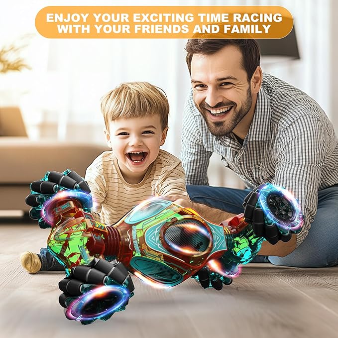 RC Cars 1:12 Gesture Sensing Stunt Car Toys for Boys Girls 6-12 Year Old 4WD Hand Remote Control Toy 360° Rotate Transform Off-Road Drift with Lights Sound Birthday Xmas Gifts for Kids