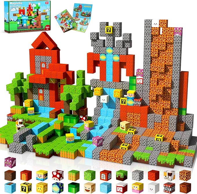 Magnetic Blocks - 150 PCS Build Adventure Game Castle - Magnetic Toys for Montessori Toddler Christmas Birthday Gifts - STEM Sensory Toys for 3 4 5 6 7 8 9 10 Year Old Boys &amp Girls