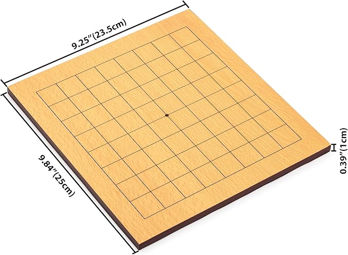 Yellow Mountain Imports Beechwood Veneer 0.4-Inch Etched Beginner's 9x9 Go Game Set Board with Single Convex Melamine Stones - Classic Strategy Board Game (Baduk/Weiqi)
