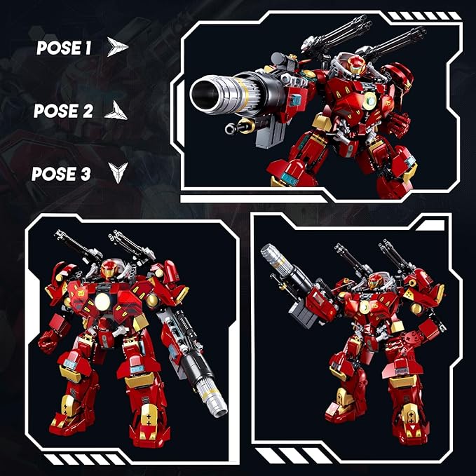 Mech Robot Transforming Building Blocks Set for Adults Red City Protector Mecha Model Action Figures Cool Creative Robots STEM Toys Gift for Teens Boys 588 Pieces