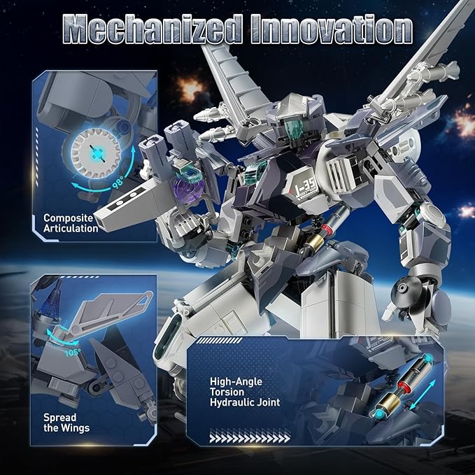HIGH GODO J35 Mech Robot Transforming Building Blocks Set for Adults Combat Warrior Justice Hero Soldier Mech Model Building Kit Cool Creative Robots Toys Gift for Teens 14+ 700+ Pieces