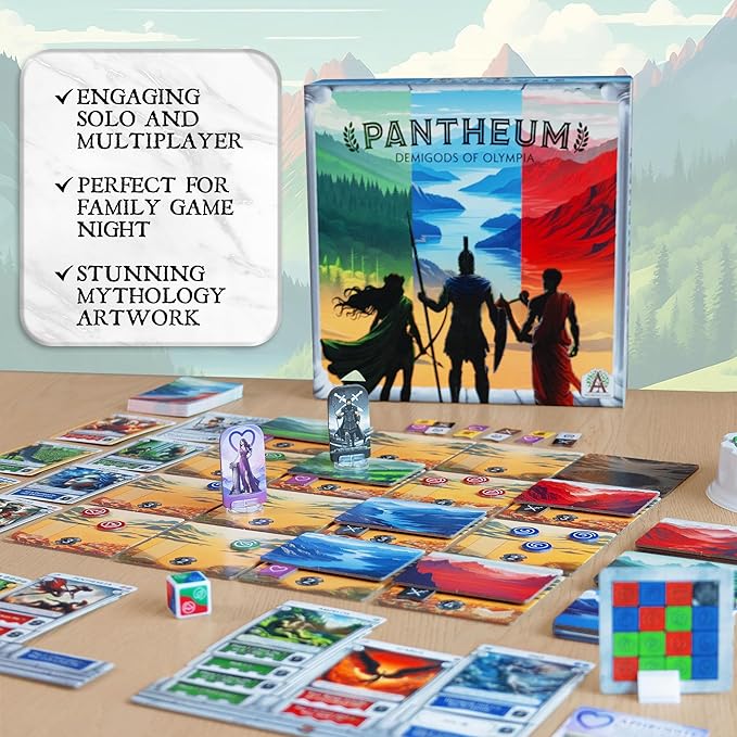 Pantheum: Demigods of Olympia Board Game | Greek Mythology Strategy Game for 1–4 Players | Ages 12+ | 45–60 Min Playtime | Great Board Games for Family Night | Base Game
