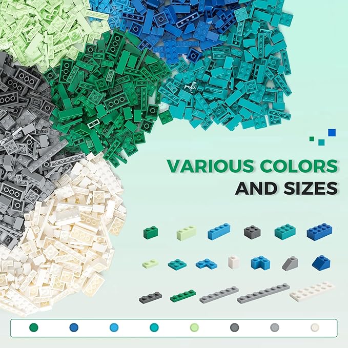 1500 Pieces Building Bricks Classic Bulk Small Blocks Classic Bricks Set Basic Building Blocks Compatible with All Major Brands(Natural Colors)