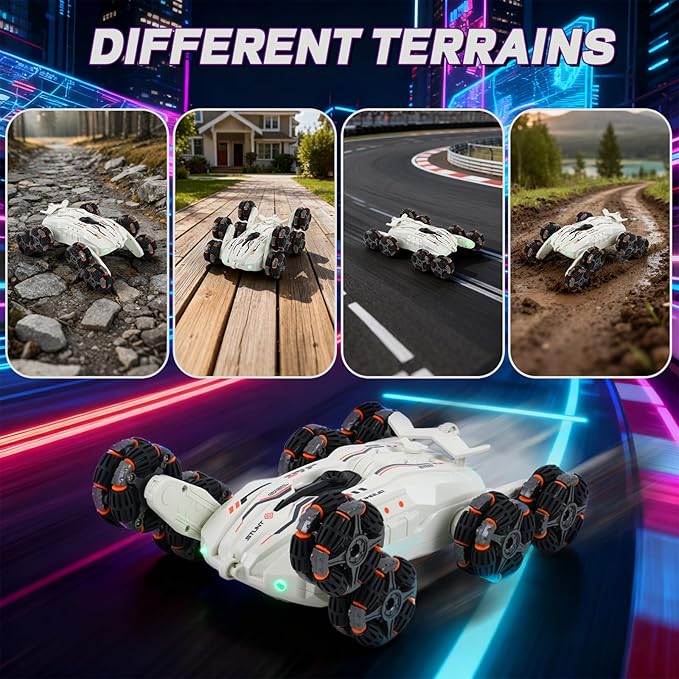 8 Wheels Gesture Sensing RC Stunt Car for Kids - Birthday Gifts for 6 7 8 9 10 11 12+ Years Old Remote Control Off-Road Vehicle 360 Degree Flips &amp Lights &amp Spray Fun Toys for Boys Age 6-12