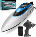 RC Boat for Adults &amp Kids Metallic Blue 2.4GHz Remote Control Racing Boat 25 MPH Self-Righting Waterproof Long Range Rechargeable LED Light High Speed Electric Toy Boat for Lake Pool &am