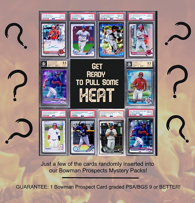 Graded Bowman Baseball Card Gift Box: Prospect Edition │ONE PSA/BGS Graded 10 9.5 or 9 Card │Potential Autographs &amp Numbered Refractors │Ideal Gift for Collectors &amp Baseball Fans │by Slabs of