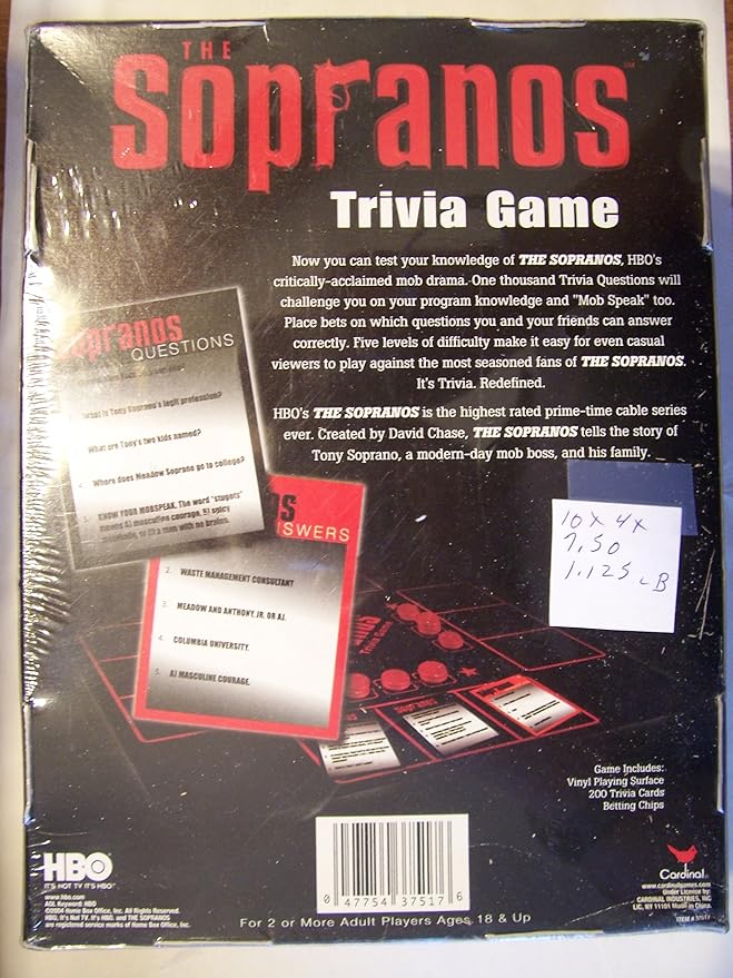 Cardinal Industries Sopranos Trivia in a Box Board Game