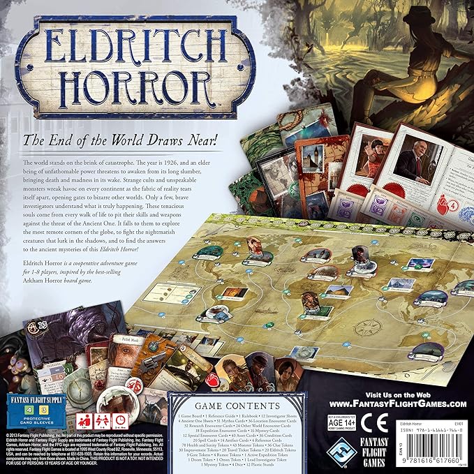 Asmodee Eldritch Horror Board Game - A World-Spanning Cooperative Adventure in Terror Mystery Game for Adults Ages 14+ 1-8 Players 2-4 Hour Playtime