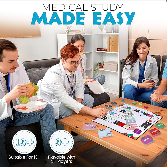 Medicos Medical Terminology Flashcard Board Game - Funny Medical Gifts Educational Doctor Games/Medical Student Gifts Science Games Stem Gifts for Adults Ages 13 and Up