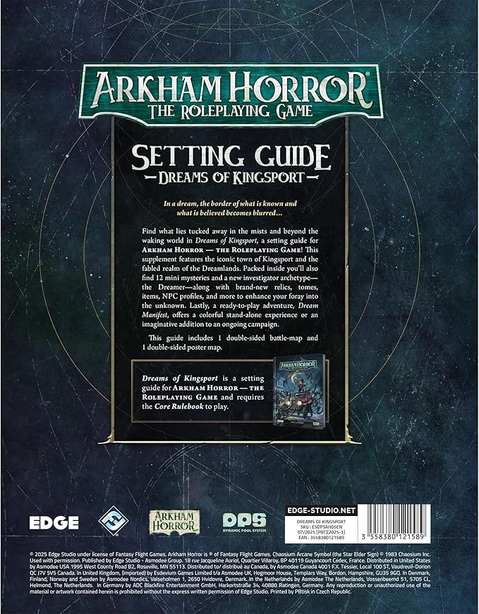 Asmodee Arkham Horror The Roleplaying Game Dreams of Kingsport Setting Guide - Immersive RPG for Kids &amp Adults Ages 14+ 2-6 Players 1+ Hour Playtime