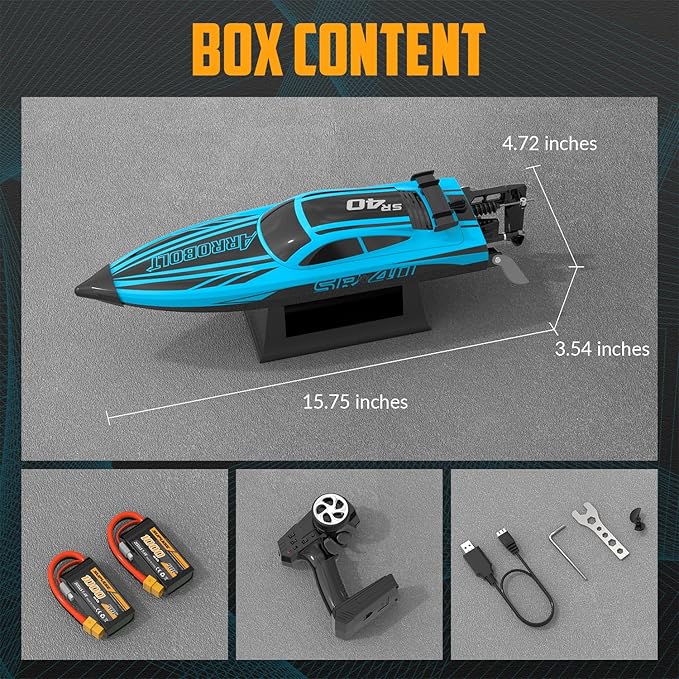 volantexrc Brushless RC Boats for Adults 30+MPH Fast Remote Control Boat with 2 Rechargeable Batteries for Lakes 30+ Mins Full Proportional Boats High Speed RC Boat for Adults (79705 Blue)