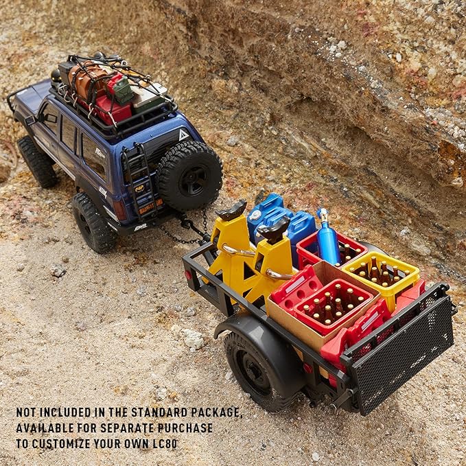 FMS FCX18 RC Cars Accessory for 1:18/1:12 RC Crawler Trucks - Utility Trailer Type C Black