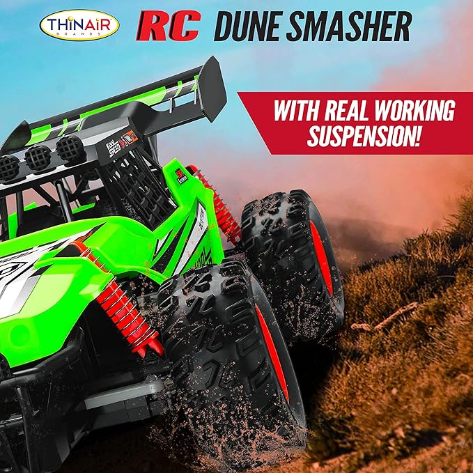 Nature Bound RC Cars 1:16 Scale Dune Smasher Off-Roader 2WD All-Terrain Electric Toy Car - Perfect for Rock Crawling and Road Racing 27MHz Radio Control - Eye-Catching Graphics Gift Idea for Kids