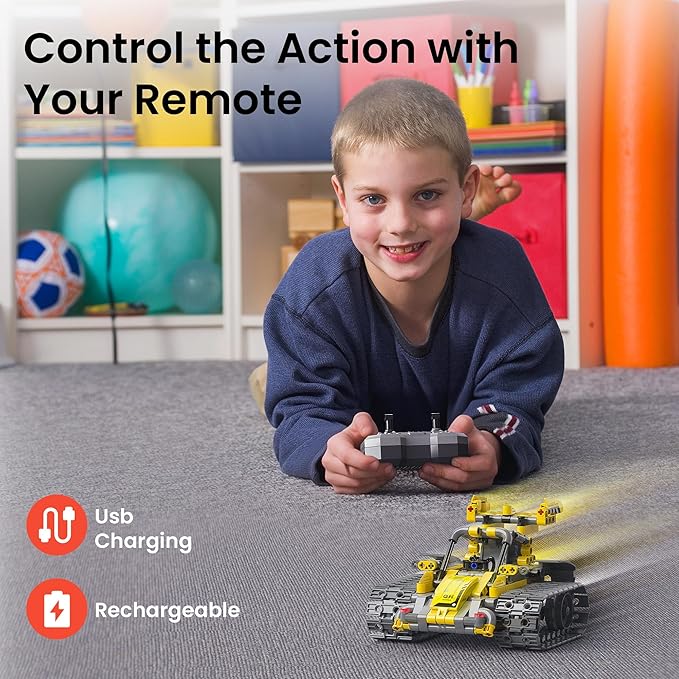 STEM Robot Building Kit Gift for Boys Ages 8-12 with Remote Control Technic Coding Robotic Toy for Kids’ Birthday Buildable 5-in-1 Models with 488 Pieces