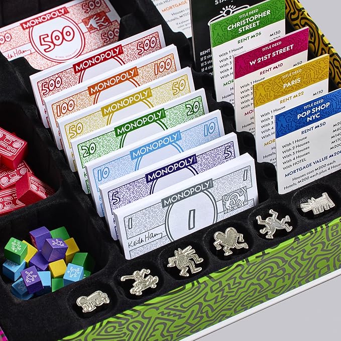 WS Game Company Keith Haring Monopoly – Pop Shop 40th Anniversary Edition – Premium Art-Wrapped Collector’s Board Game – Featuring Iconic Art Custom Metal Tokens and Dancing Figure Pieces (Ages 8+)