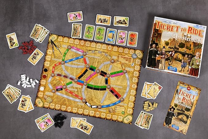 Asmodee Ticket to Ride Amsterdam Board Game - Train Route-Building Strategy Game Fun Family Game for Kids &amp Adults Ages 8+ 2-4 Players 10-15 Minute Playtime