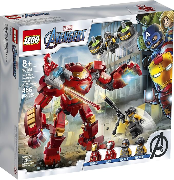 LEGO Marvel Avengers Iron Man Hulkbuster Versus A.I.M. Agent 76164 Cool Interactive Brick-Build Avengers Playset with Minifigures (456 Pieces)