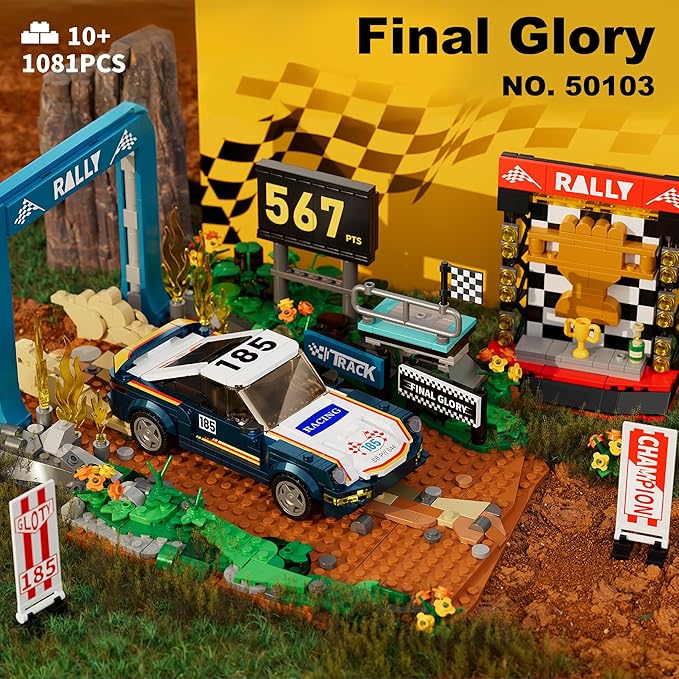 Car Building Set Off-Road Racing Car Buildings Blocks Sets for Adults Kids 8+ Miniature Vehicle Model w/ Forest Scene Modular Cars Building Kit Toys Gift for Birthday HolidaysFinal Glory 1081Pcs