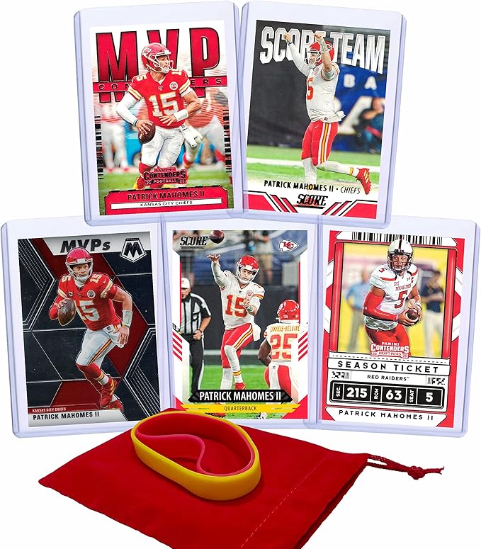 Patrick Mahomes (5) Assorted Football Cards Gift Pack - Kansas City Chiefs Trading Card