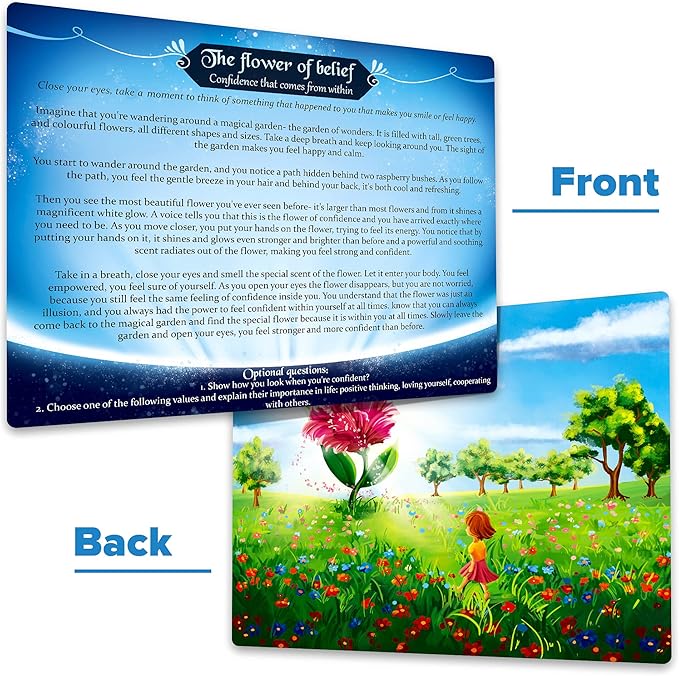 Mindful Land Mindfulness Cards - Positive Affirmations for Kids' Stress Reduction - Meditation Cards Calming Therapy Tool - Daily Mindfulness for Kids' Development