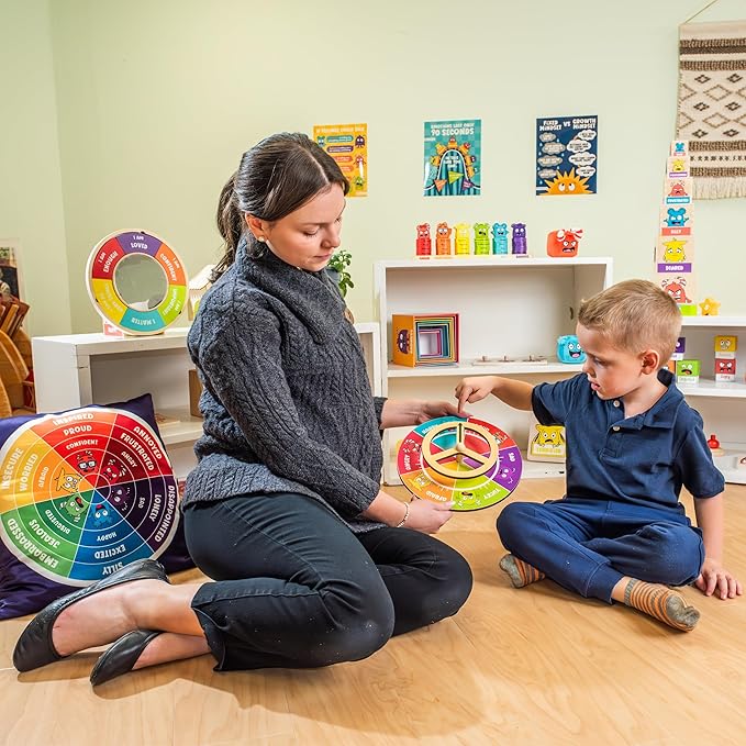Open The Joy Steer Your Emotions Wheel – Wooden Emotional Regulation Steering Toy for Kids | SEL Tool for Toddlers and Preschool | Teaches Feelings &amp Self-Regulation | Ages 3+