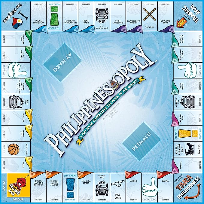 Late for The Sky Philippines-Opoly Country Board Game Family Strategy Game Night for Ages 8+ 2-6 Players Traditional or 1-Hour Play Collect City Blocks &amp Keys
