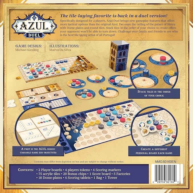 Asmodee Azul Duel Board Game - Competitive Head-to-Head Tile-Placement Strategy Game Stunning Mosaic Art and Quick Gameplay for Kids &amp Adults Ages 8+ 2 Players 30-45 Minute Playtime