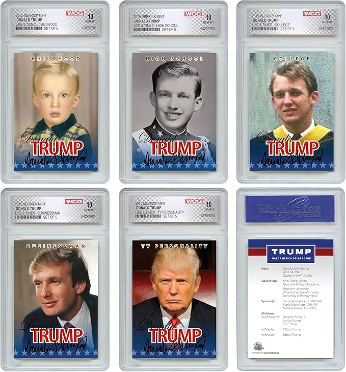 2015 Donald Trump 45th President Official Life &amp Times 5-Card Set - All 5 Graded GEM-Mint 10