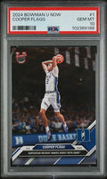 2024 Bowman U Cooper Flagg Rookie Card #1 Graded PSA 10 (Cert #102389188) Gem Mint – Duke Debut Basketball Card
