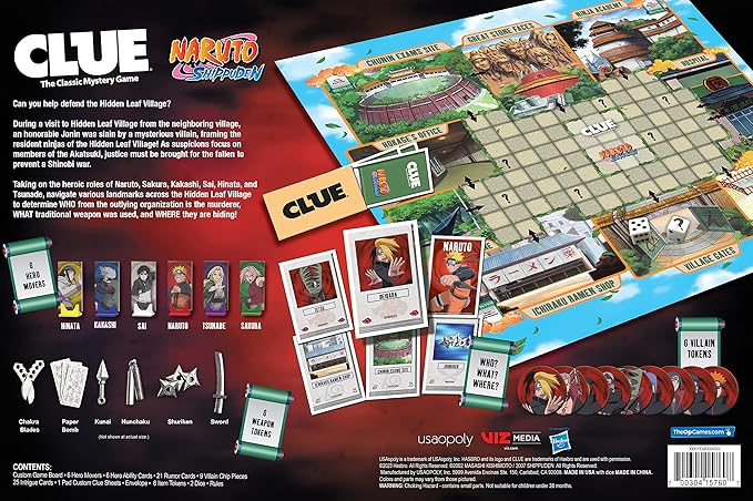USAOPOLY CLUE: Naruto | Solve The Mystery in This Collectible Clue Game | Featuring Characters &amp Locations from The Anime TV Show Naruto | Officially-Licensed Naruto TV Show Game &amp Merchandise