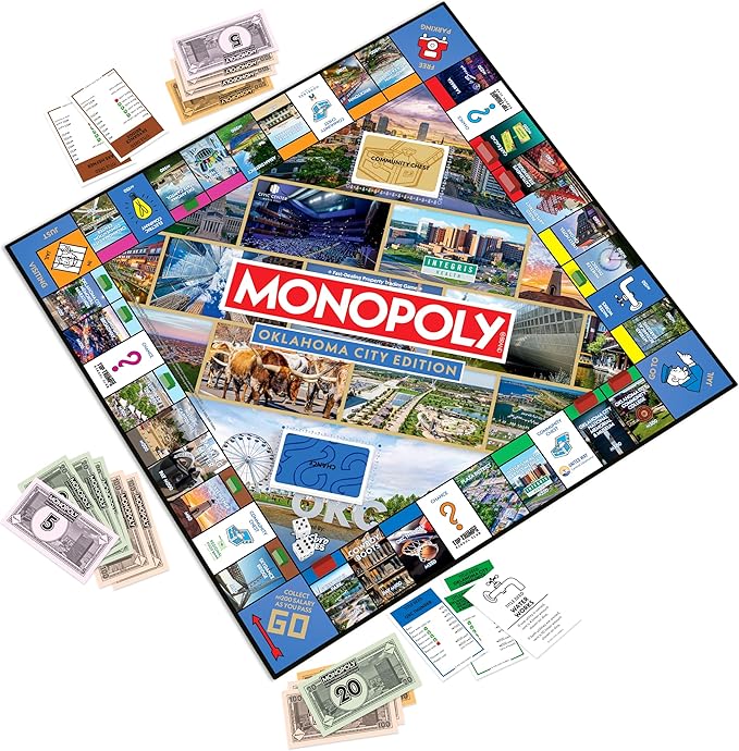 Monopoly Board Game – Oklahoma City OK Edition: 2-6 Players Family Board Games for Kids and Adults Board Games for Kids 8 and Up Great for Game Night