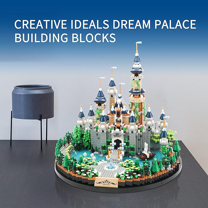 Magic Princess Blue Castle Micro Building Blocks Set for Women Architecture and Collection Model Creative Display Gift for Adults and Ages 14+ 3600 PCS