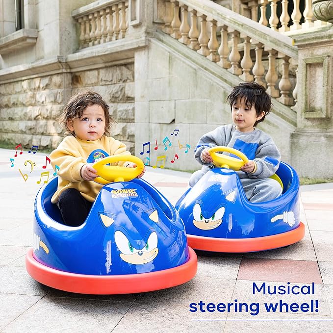 Sonic The Hedgehog Bumper Car for Kids 2 Speed Electric Vehicle Toddler Bumper Car with Remote Control and 360 Degree Turning 6V Motor LED Lights Gifts for Toddlers Large